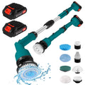 Electric Spin Scrubber with Two Batteries-1200 RPM High Power Cordless Shower Scrubber for Cleaning with Charger8 Replacement Heads3 Adjustable Extension Handle for/Bathroom/Tub/Tile/Floor/Kitchen